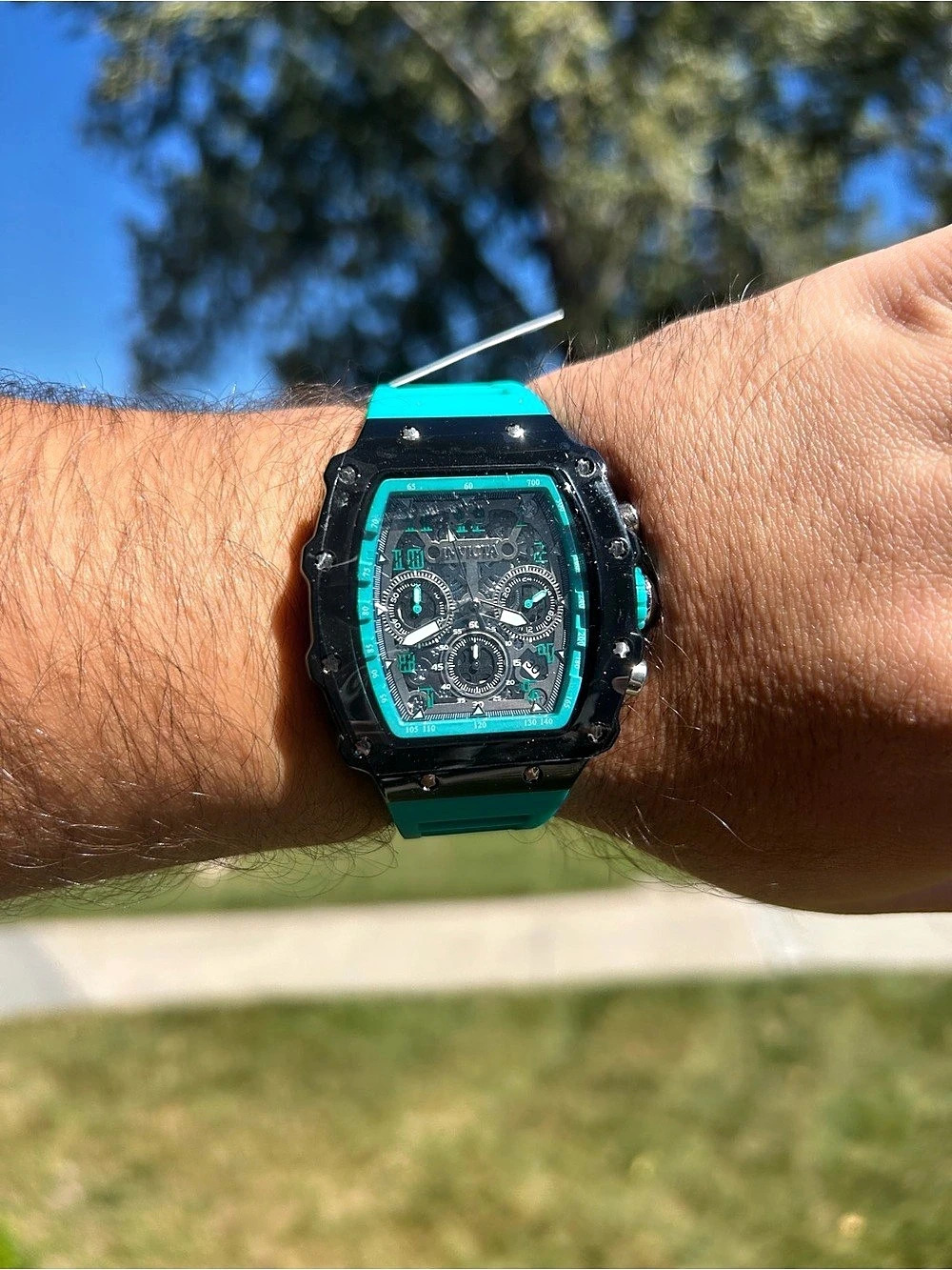 Invicta Men's Tonneau Chronograph Watch Teal/Black NIB